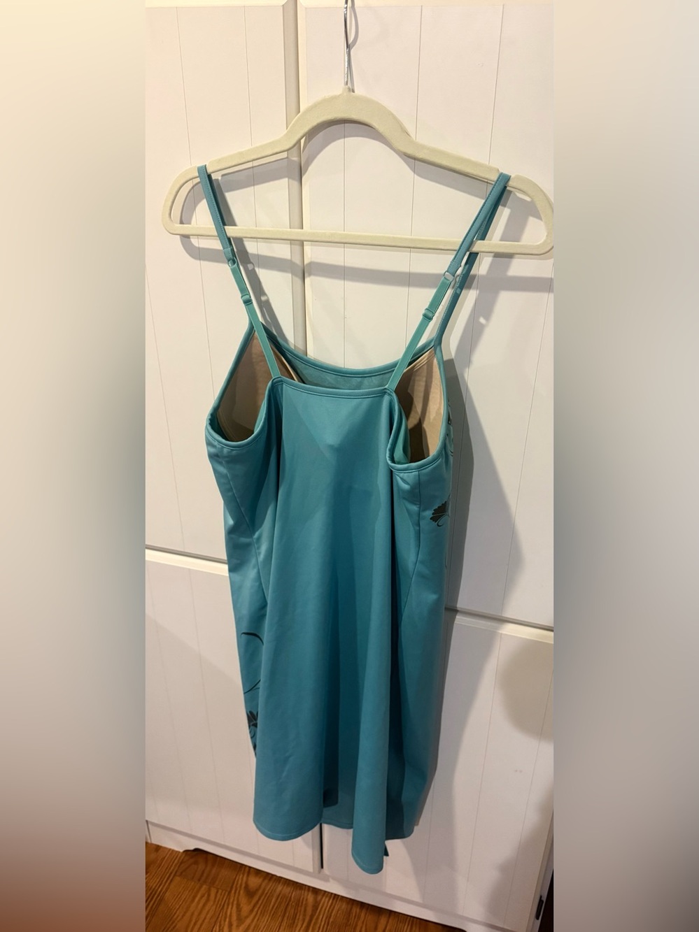 Athleta Y2K Vintage Style Teal Paisley Swim Cami Dress Built In Bra Boho Small - Picture 3 of 6